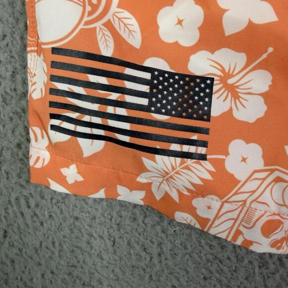 Grunt Style Men's Large Swim Trunks Tropical Death Orange White 7" Inseam Liner - Picture 3 of 14